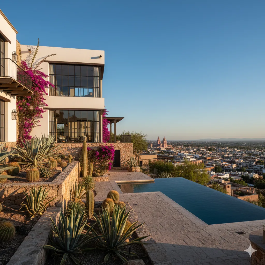 Modern home in Balcones with city views